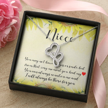 KORAFINA Customized to My Niece - You HAD My Heart - Gift for Niece from Aunt - Double Heart Necklace On Birthday, Christmas
